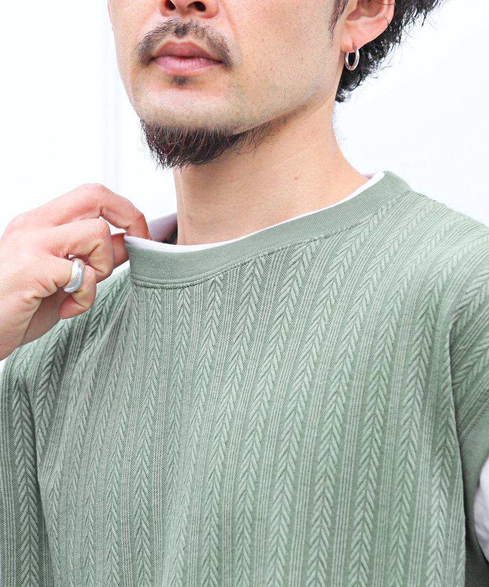 ラグスタイル LUXSTYLE ベストフェイクレイヤード半袖Tシャツ/半袖Tシャツ メンズ Tシャツ 半袖 春 夏 フェイクレイヤード 重ね着風