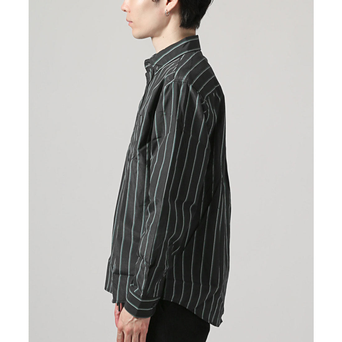 拉格風格 LUXSTYLE 總柄鈕扣長袖襯衫/鈕扣胸口口袋 條紋 格子 總柄 平織布料