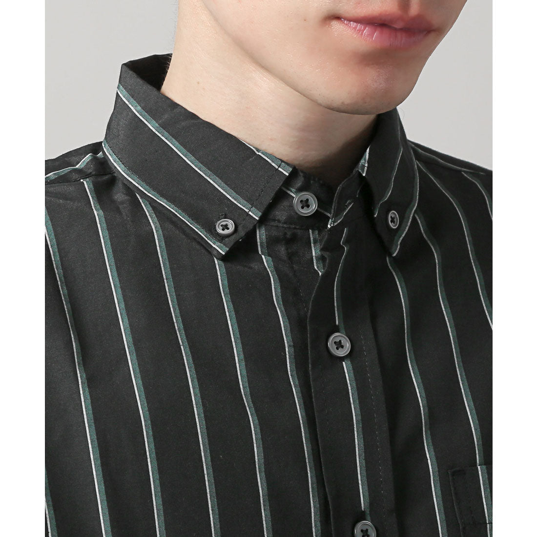 拉格風格 LUXSTYLE 總柄鈕扣長袖襯衫/鈕扣胸口口袋 條紋 格子 總柄 平織布料