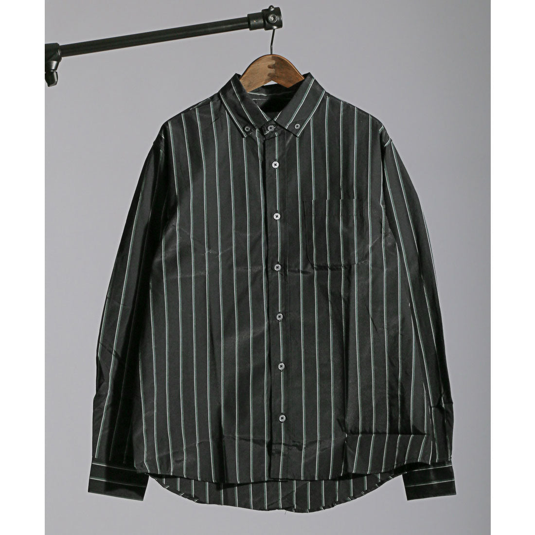 拉格風格 LUXSTYLE 總柄鈕扣長袖襯衫/鈕扣胸口口袋 條紋 格子 總柄 平織布料