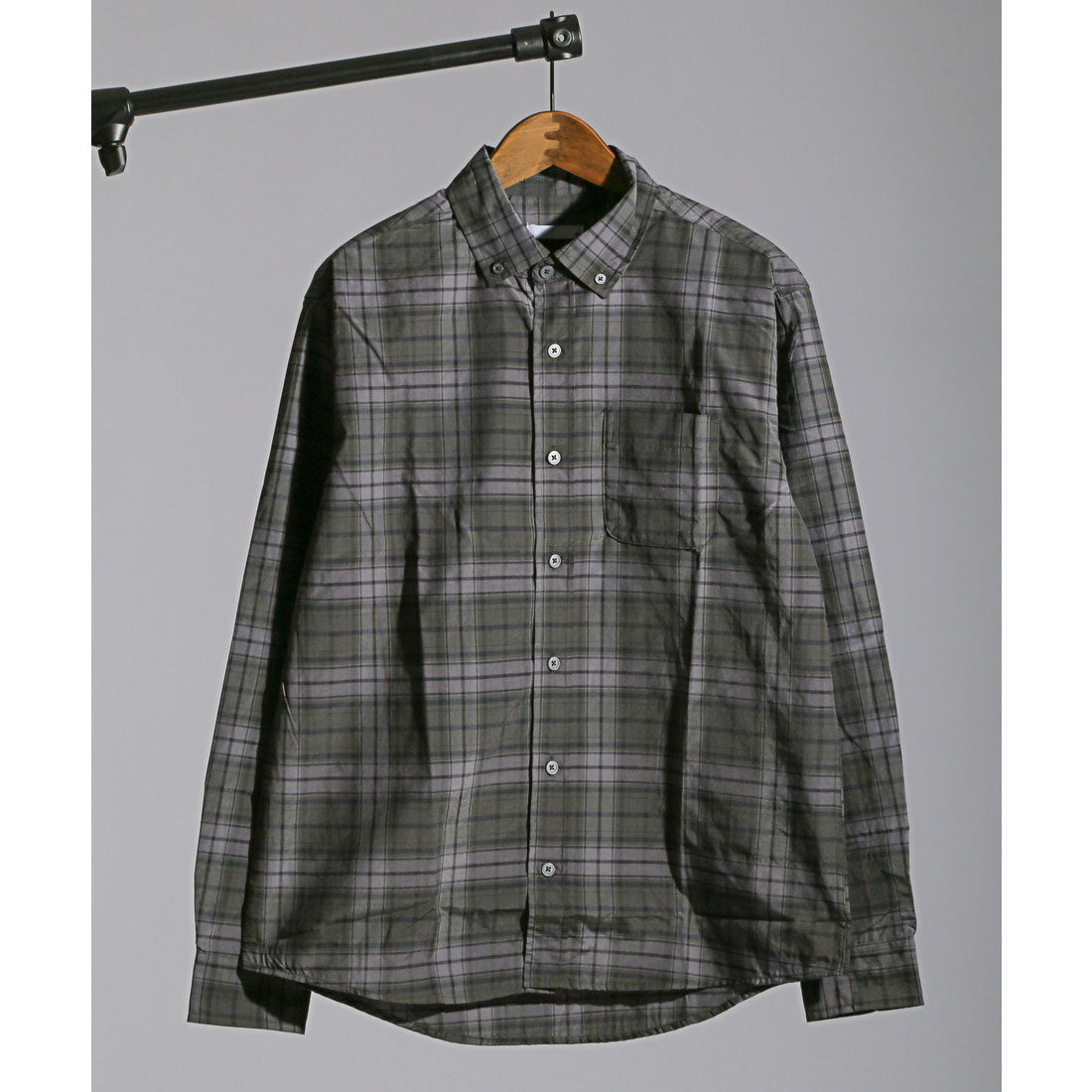 拉格風格 LUXSTYLE 總柄鈕扣長袖襯衫/鈕扣胸口口袋 條紋 格子 總柄 平織布料