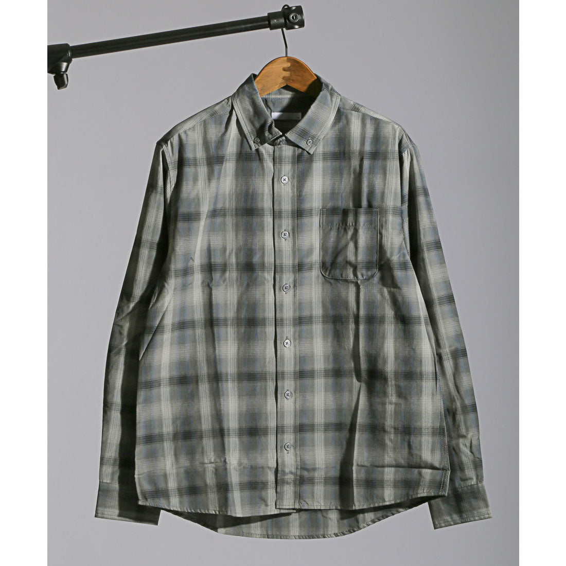 拉格風格 LUXSTYLE 總柄鈕扣長袖襯衫/鈕扣胸口口袋 條紋 格子 總柄 平織布料