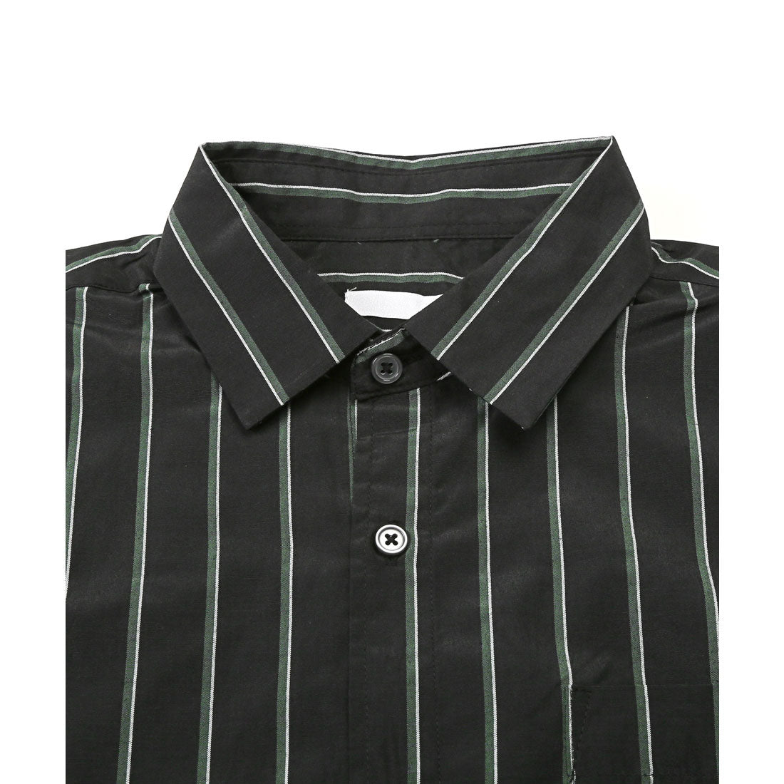 拉格風格 LUXSTYLE 總圖案常規領長袖襯衫/常規領 胸口袋 條紋 格子 總圖案 平紋布料