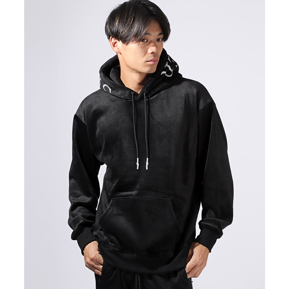 ラグスタイル LUXSTYLE 両面マイクロスエードプルパーカー/マイクロスエード 裏起毛 両面 あったか 秋 冬 刺繍 ロゴ カンガルーポケット