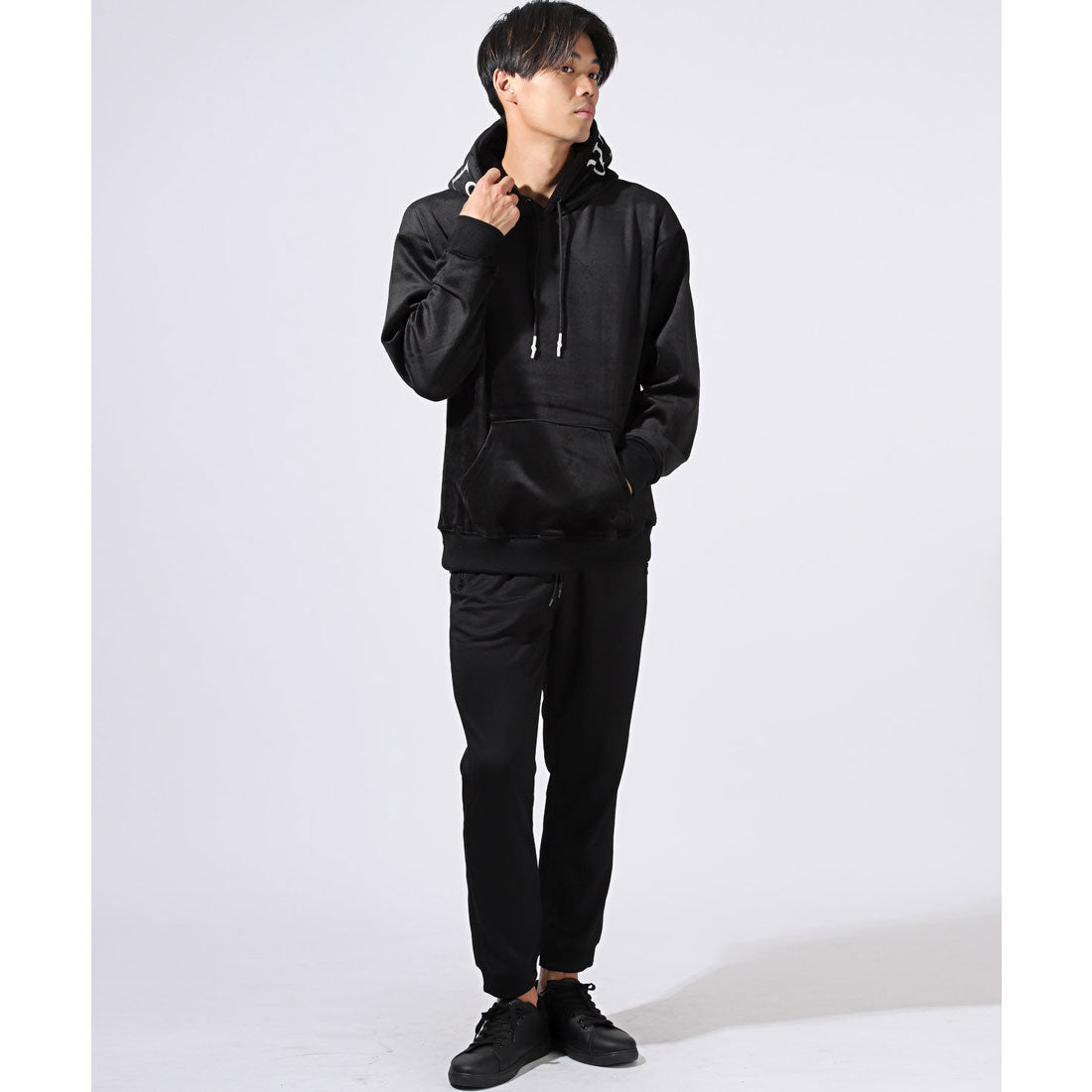 ラグスタイル LUXSTYLE 両面マイクロスエードプルパーカー/マイクロスエード 裏起毛 両面 あったか 秋 冬 刺繍 ロゴ カンガルーポケット