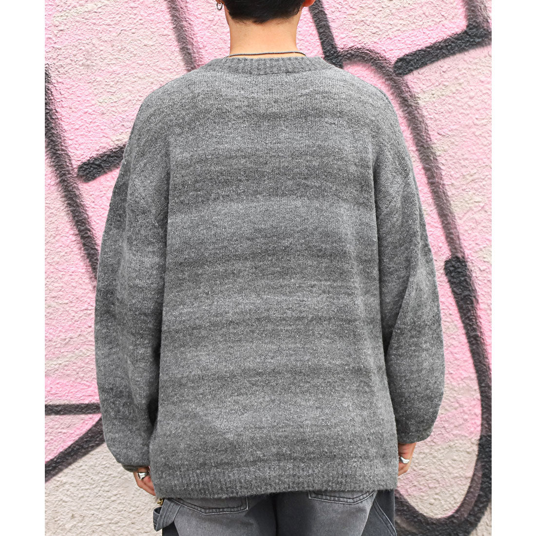 LUXSTYLE Rag Style Gradient Crew Neck Knit / Knitwear Gradient Crew Neck Big Silhouette Plus Size