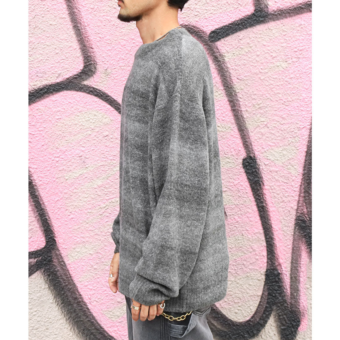 LUXSTYLE Rag Style Gradient Crew Neck Knit / Knitwear Gradient Crew Neck Big Silhouette Plus Size