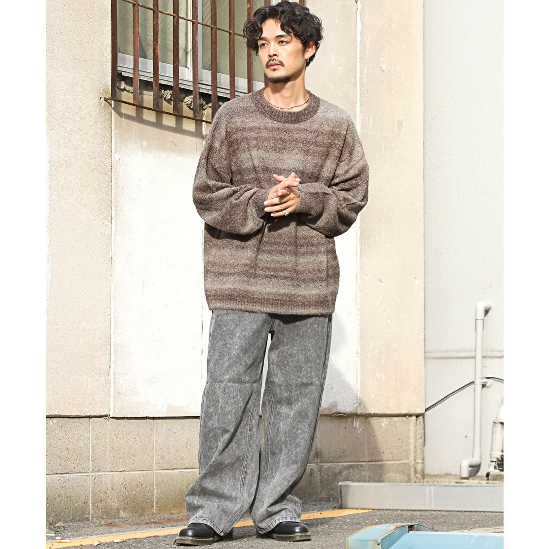 LUXSTYLE Rag Style Gradient Crew Neck Knit / Knitwear Gradient Crew Neck Big Silhouette Plus Size