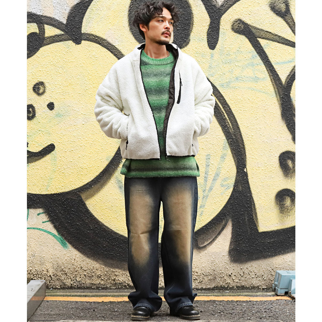 LUXSTYLE Rag Style Gradient Crew Neck Knit / Knitwear Gradient Crew Neck Big Silhouette Plus Size