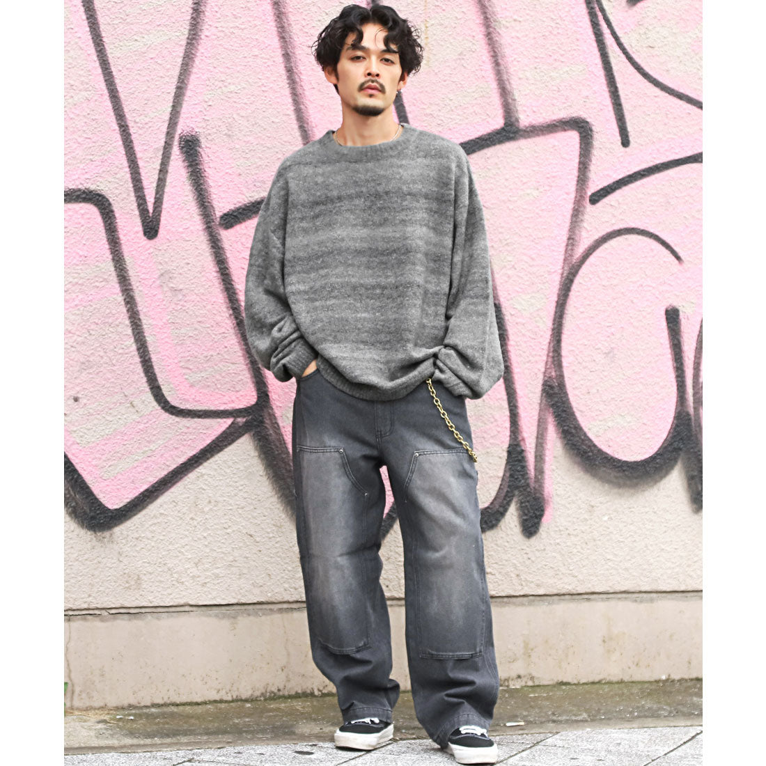 LUXSTYLE Rag Style Gradient Crew Neck Knit / Knitwear Gradient Crew Neck Big Silhouette Plus Size