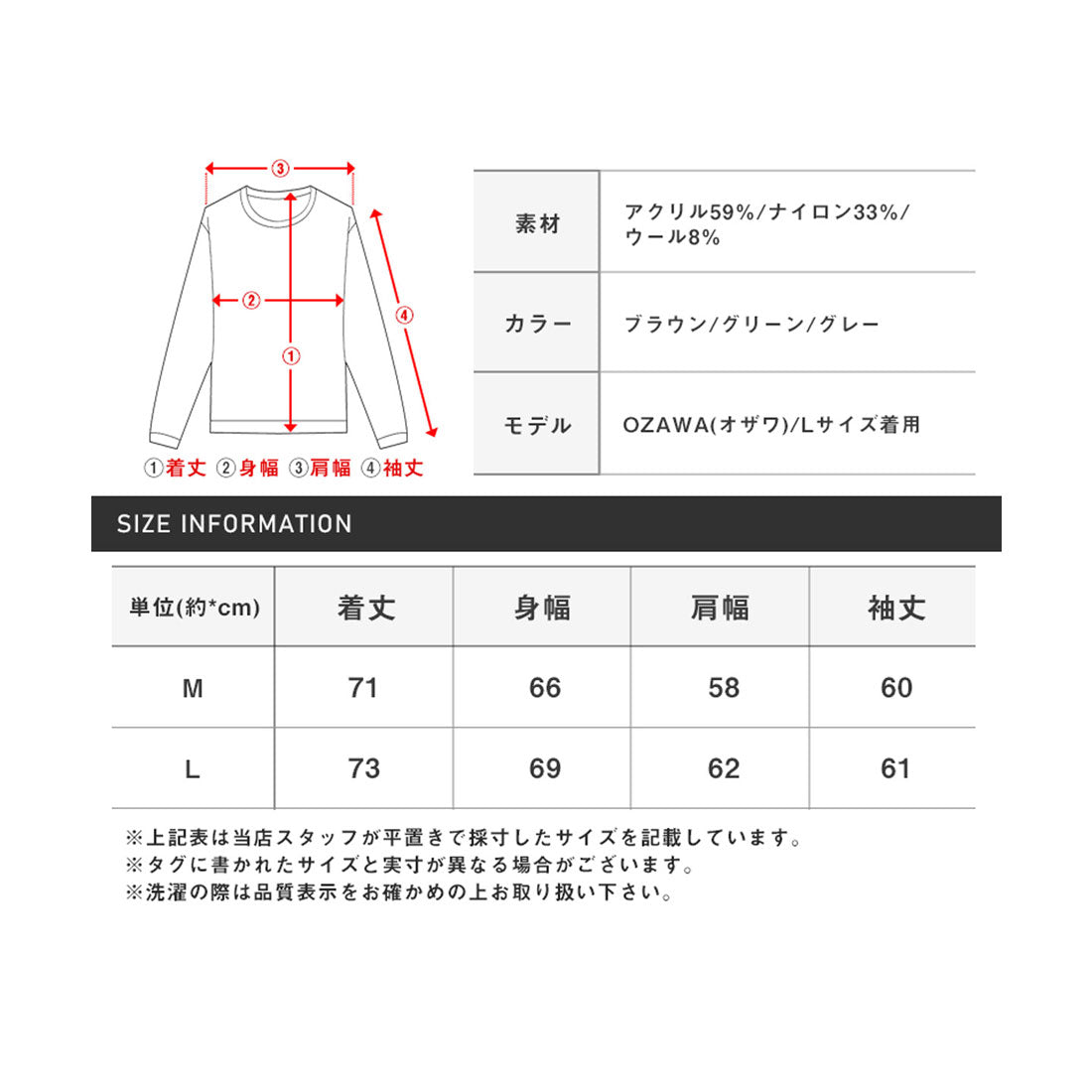 LUXSTYLE Rag Style Gradient Crew Neck Knit / Knitwear Gradient Crew Neck Big Silhouette Plus Size