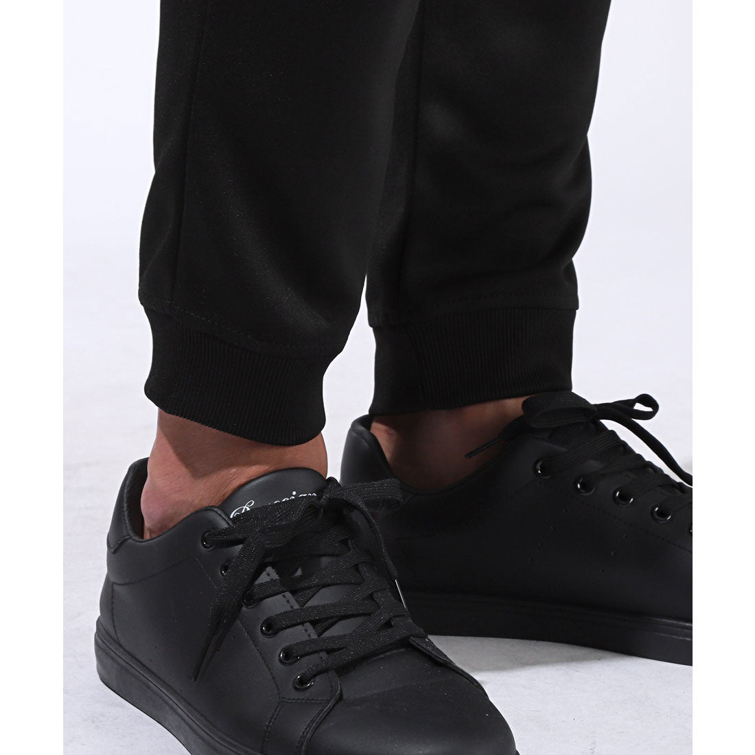 Rug style LUXSTYLE zip logo pocket jogger pants / jersey bottoms logo zipper pocket elastic waist rib monochrome