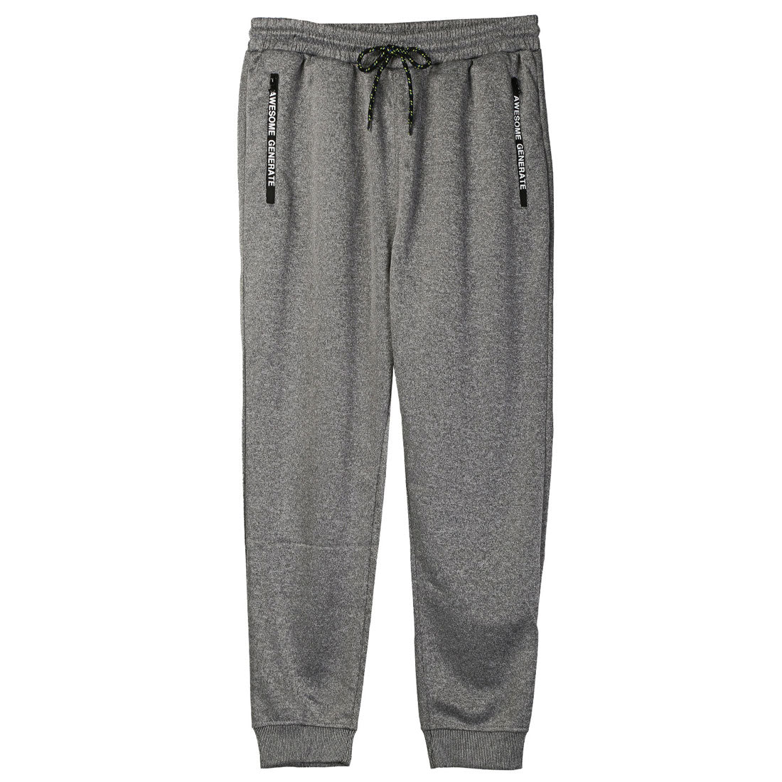 Rug style LUXSTYLE zip logo pocket jogger pants / jersey bottoms logo zipper pocket elastic waist rib monochrome