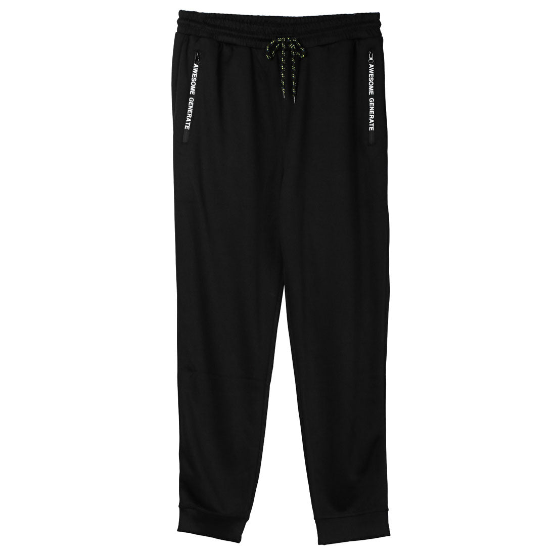 Rug style LUXSTYLE zip logo pocket jogger pants / jersey bottoms logo zipper pocket elastic waist rib monochrome