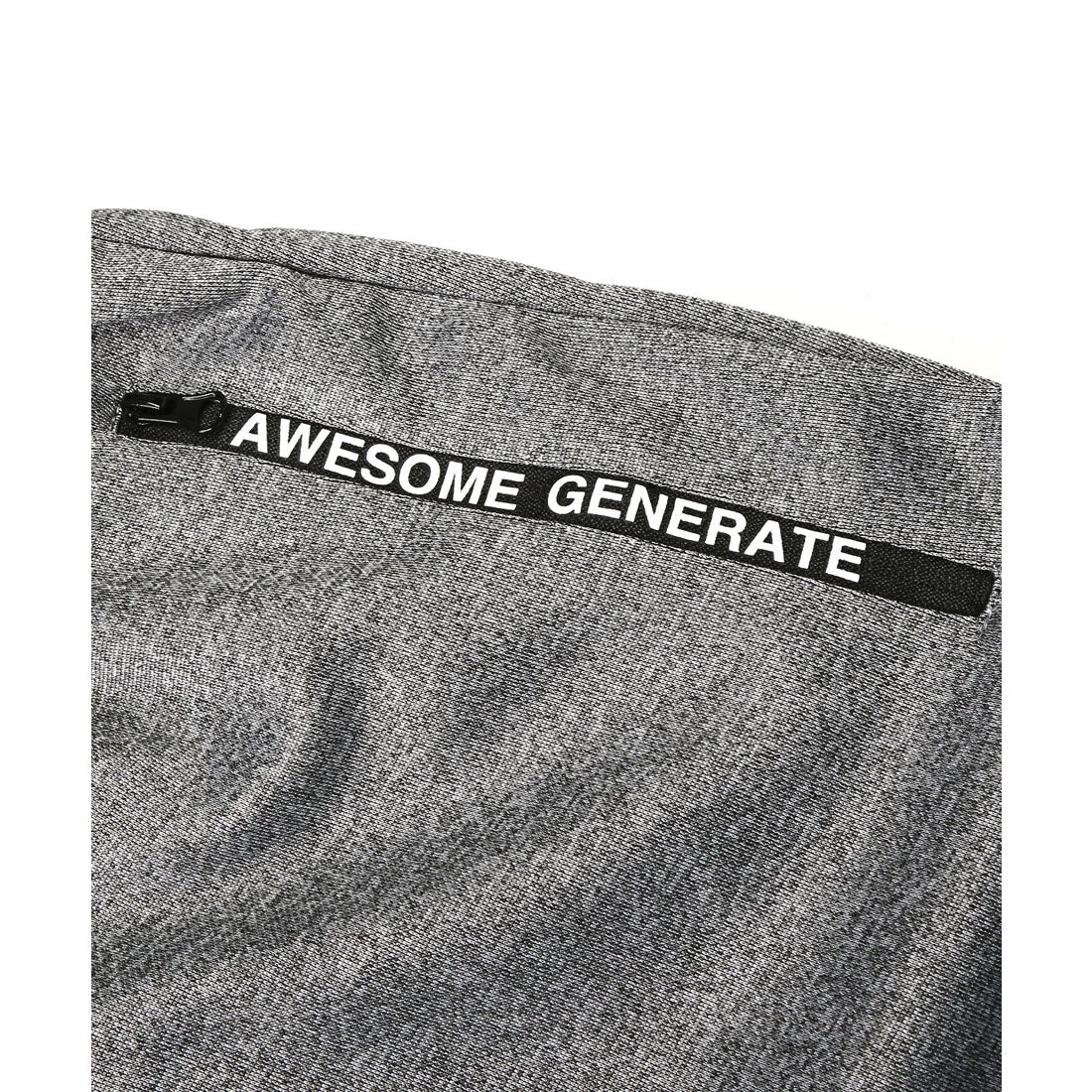 Rug style LUXSTYLE zip logo pocket jogger pants / jersey bottoms logo zipper pocket elastic waist rib monochrome