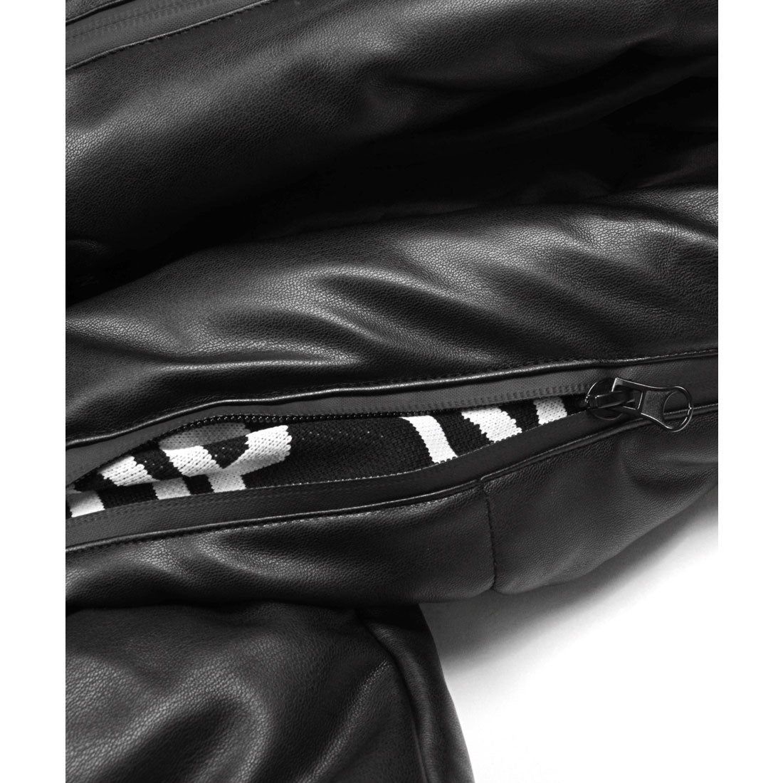 LUXSTYLE PU Leather Hooded Design Mid-Length Blouson / Blouson PU Leather synthetic leather Faux Leather Fake Down Cold Protection Warmth Cozy Logo Jacquard Weave