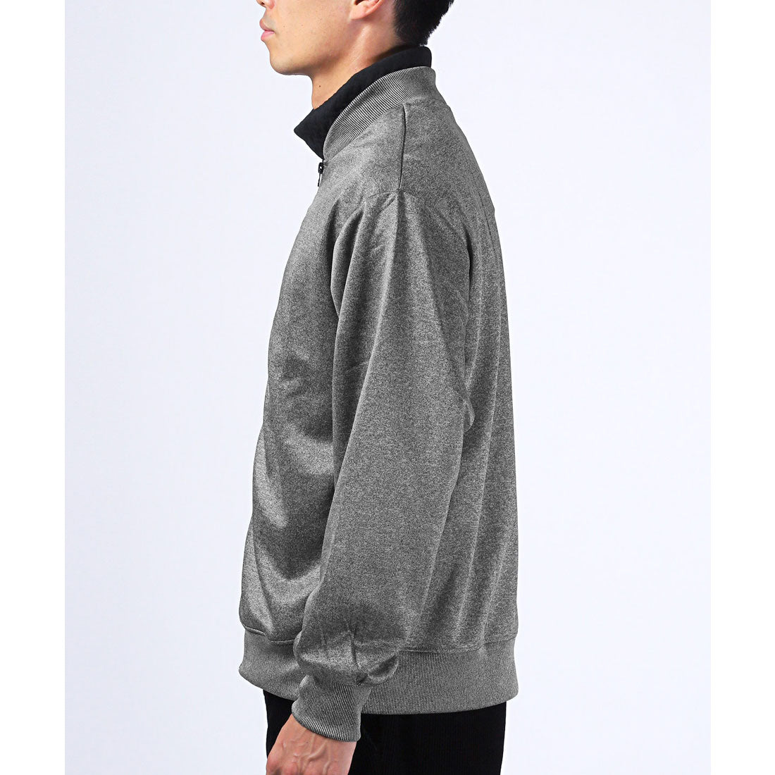 LUXSTYLE Rag Style Plain Jersey Blouson with Thumb Holes / Jersey Track Jacket Light Outerwear Spring Autumn Thumb Hole Finger Hole Plain Zip-Up Rib