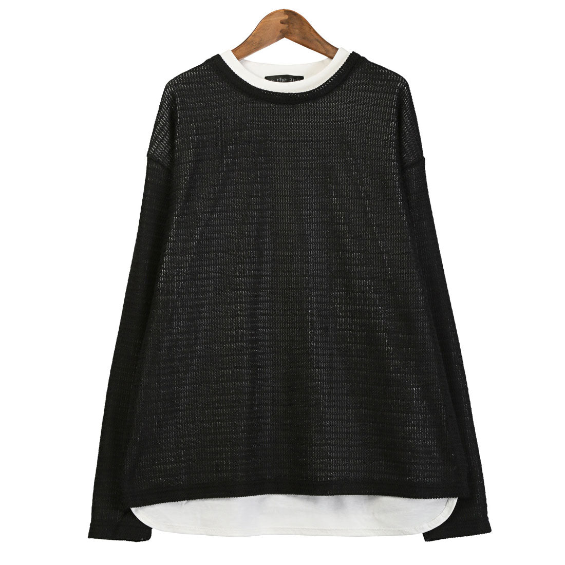 LUXSTYLE Layered Sheer Knit & Long Sleeve T-Shirt / Crew Neck Oversize