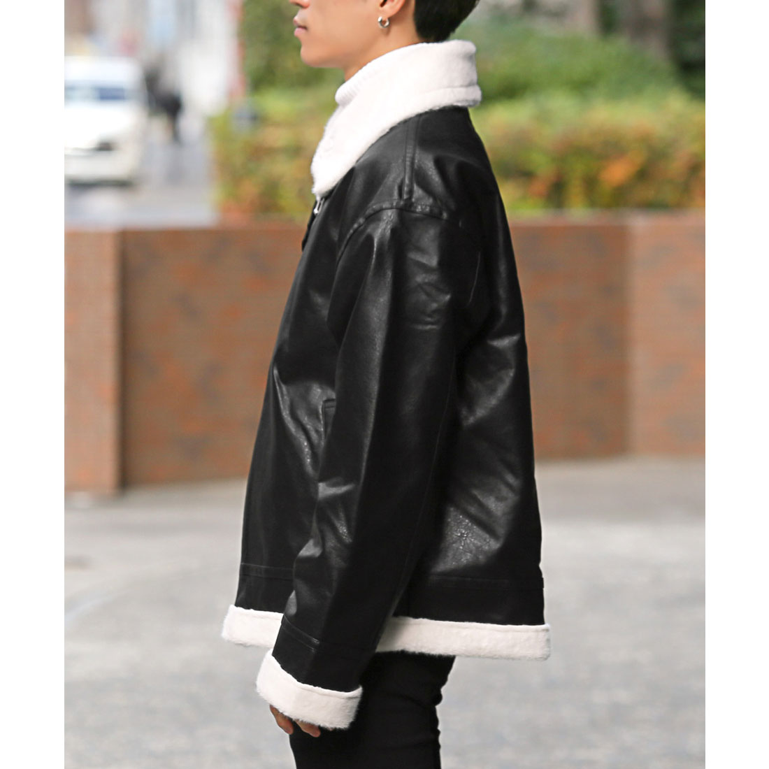 LUXSTYLE PU Leather Fake Fur B3 Jacket / PU Leather synthetic leather