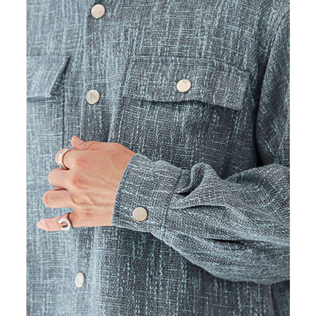 拉格風格 LUXSTYLE 粗花呢外套襯衫夾克/CPO夾克 輕外套 風衣 春 秋 粗花呢 大版型