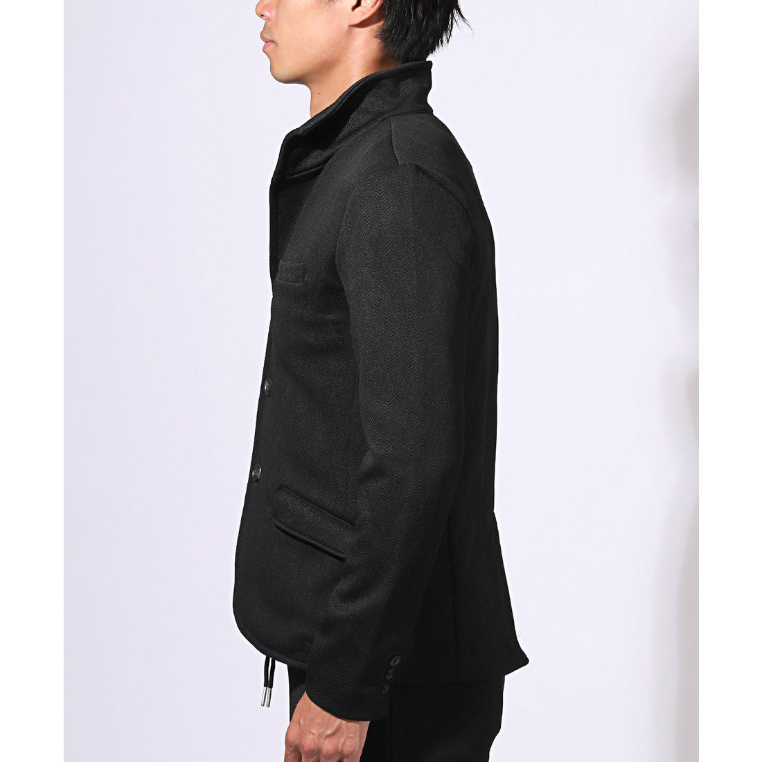 ラグスタイル LUXSTYLE Bernings Shoふくれシェブロン柄イタリアンカラージャケット/メンズ テーラードジャケット 無地 ストレッチ