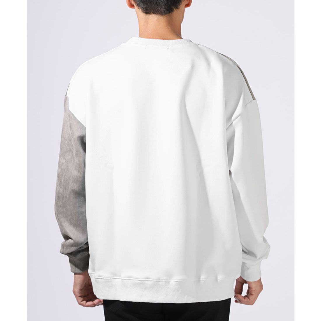 ラグスタイル LUXSTYLE ポリスエードポンチ異素材切替トレーナー/スウェット 長袖 ポンチ スエード 切り替え 秋 冬 春 大きいサイズ オーバーサイズ