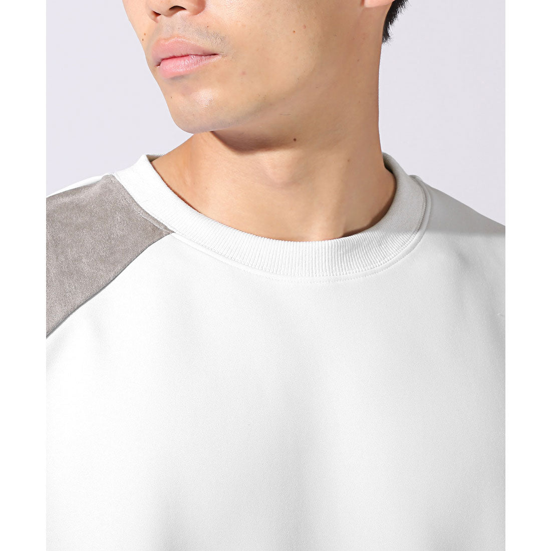 ラグスタイル LUXSTYLE ポリスエードポンチ異素材切替トレーナー/スウェット 長袖 ポンチ スエード 切り替え 秋 冬 春 大きいサイズ オーバーサイズ