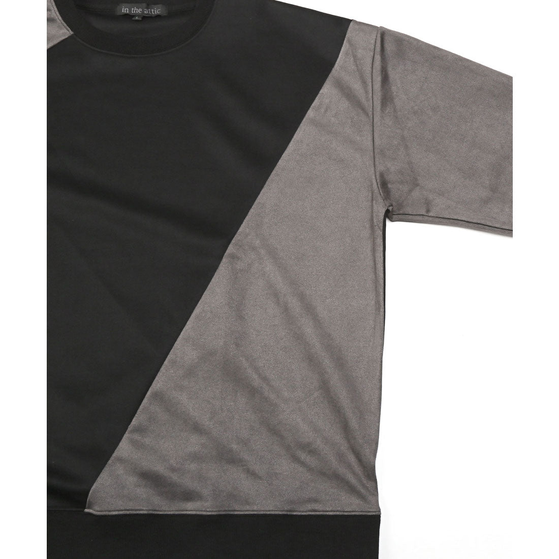 ラグスタイル LUXSTYLE ポリスエードポンチ異素材切替トレーナー/スウェット 長袖 ポンチ スエード 切り替え 秋 冬 春 大きいサイズ オーバーサイズ