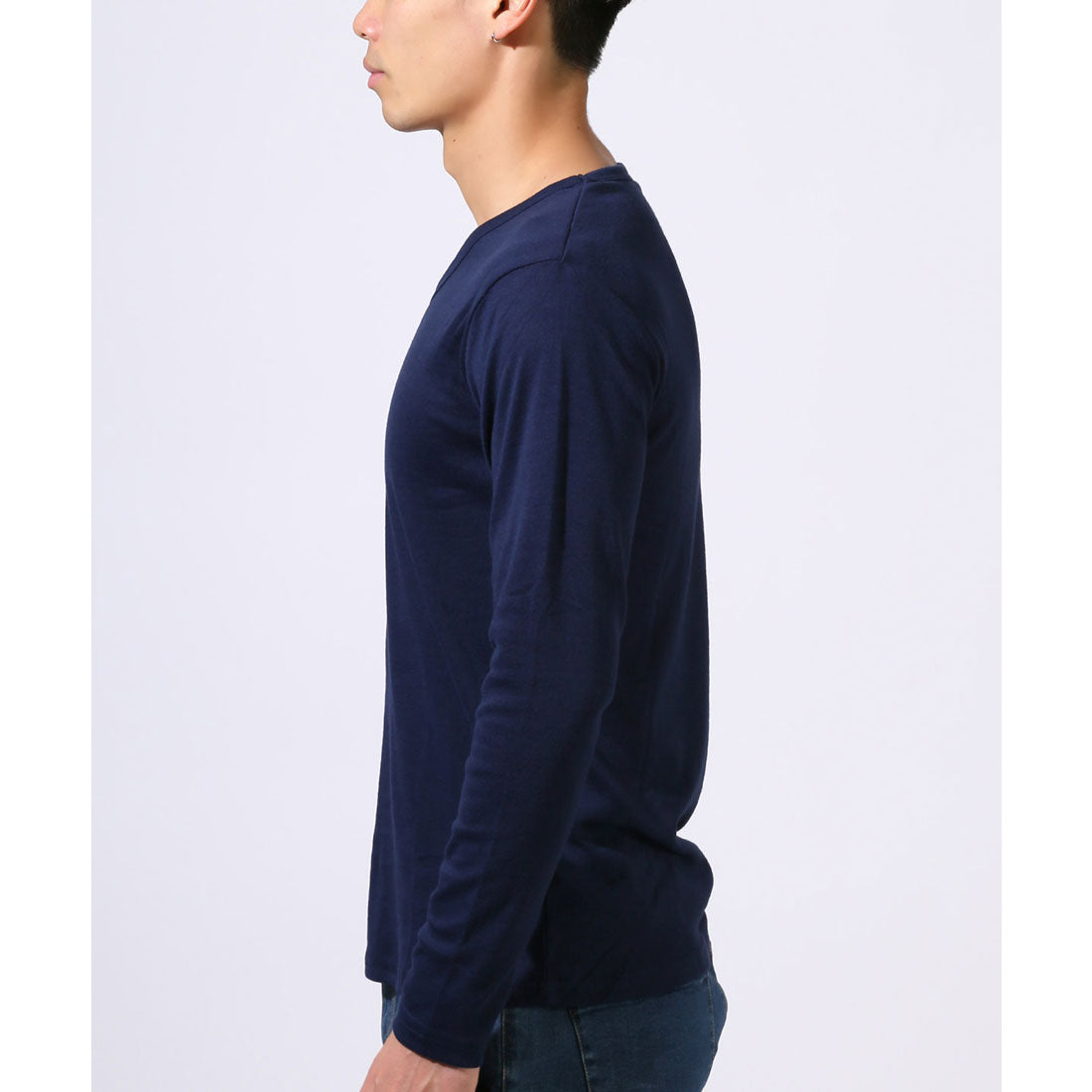 ラグスタイル LUXSTYLE Vネック無地ロンT/Vネック Tシャツ 長袖 トップス カットソー インナー 無地 ストレッチ 伸縮 大きいサイズ 白 黒 シンプル