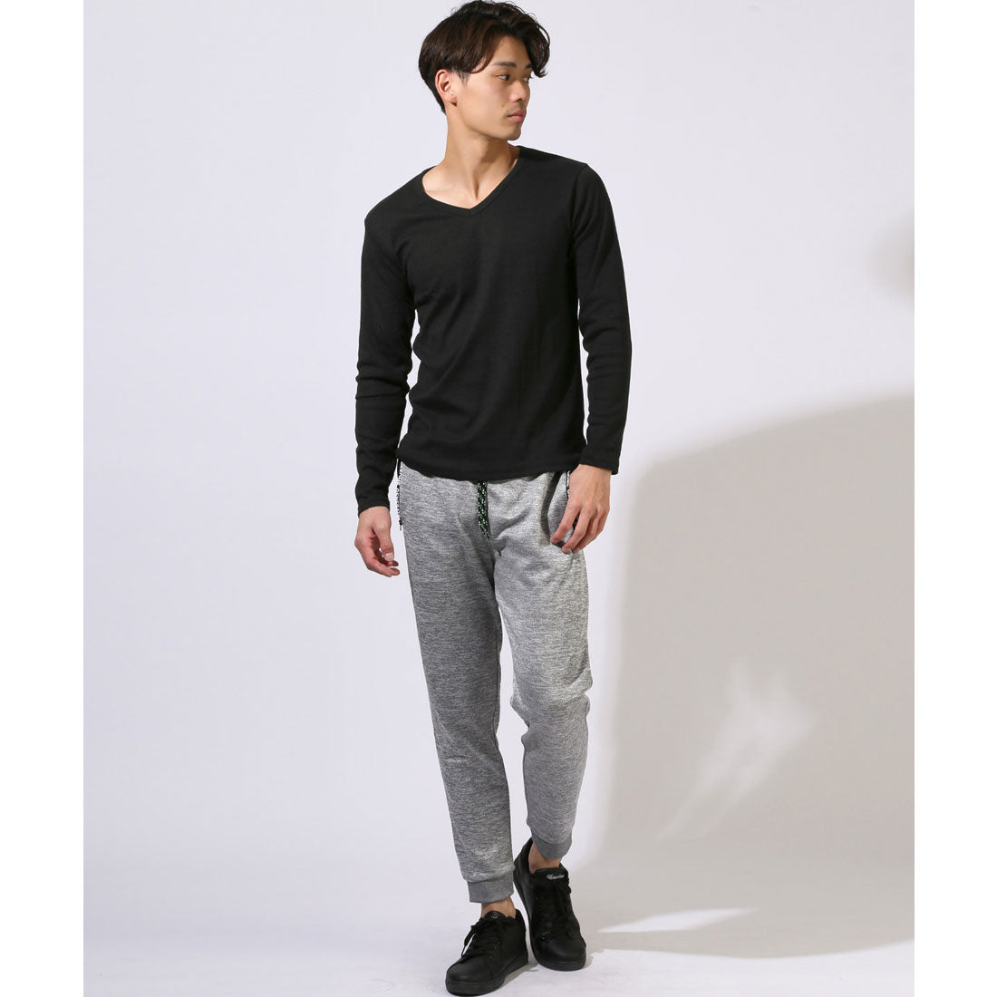 ラグスタイル LUXSTYLE Vネック無地ロンT/Vネック Tシャツ 長袖 トップス カットソー インナー 無地 ストレッチ 伸縮 大きいサイズ 白 黒 シンプル