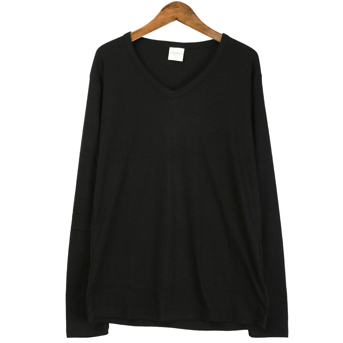 ラグスタイル LUXSTYLE Vネック無地ロンT/Vネック Tシャツ 長袖 トップス カットソー インナー 無地 ストレッチ 伸縮 大きいサイズ 白 黒 シンプル