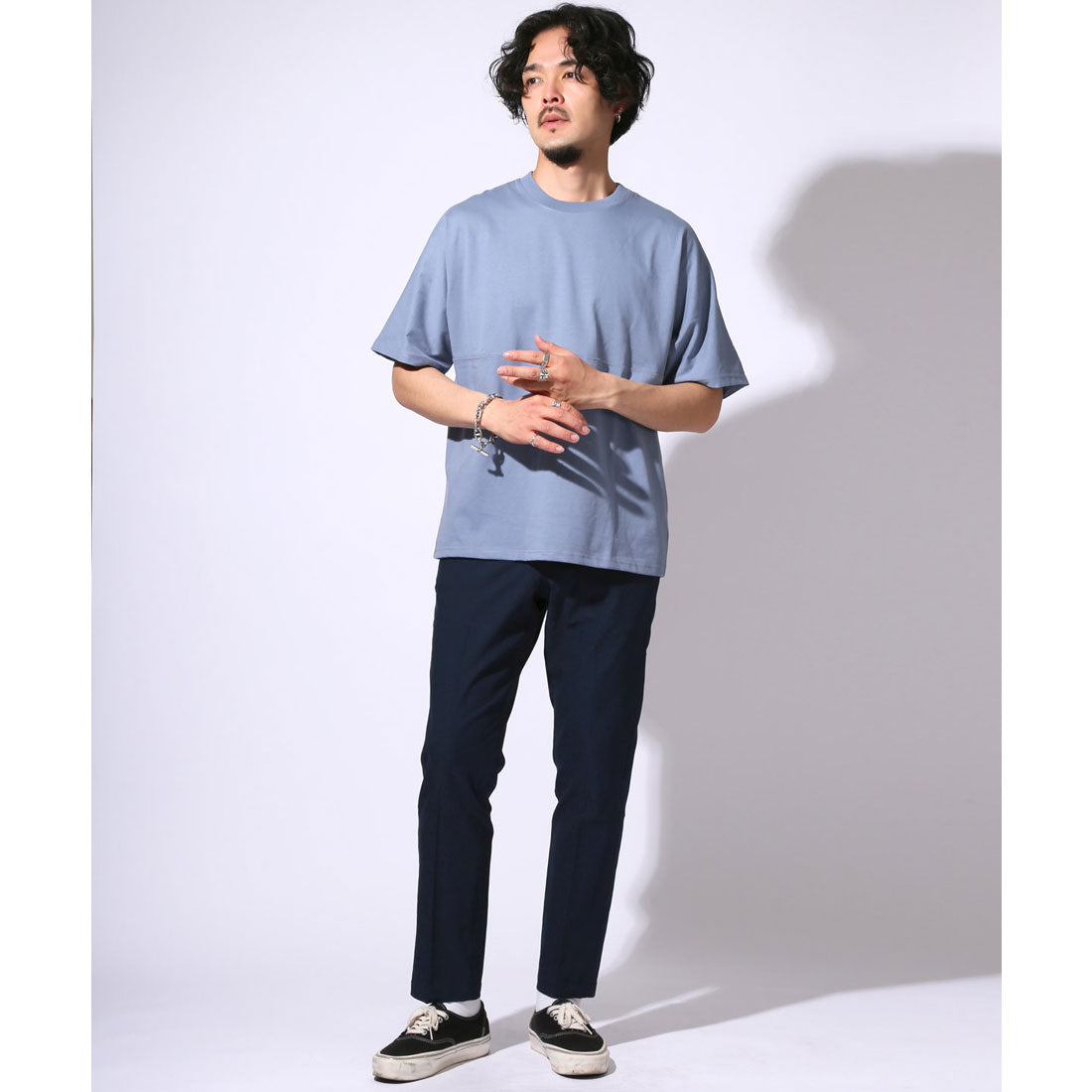 ラグスタイル LUXSTYLE 接触冷感イージースラックスパンツ/テーパードパンツ イージーパンツ メンズ 接触冷感 ひんやり クール 涼しい タック ストレッチ 伸縮性 （ネイビー） ネイビー