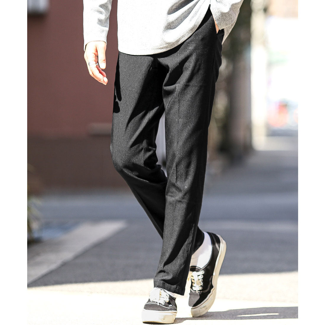 ラグスタイル LUXSTYLE 接触冷感イージースラックスパンツ/テーパードパンツ イージーパンツ メンズ 接触冷感 ひんやり クール 涼しい タック ストレッチ 伸縮性 （ブラック） ブラック