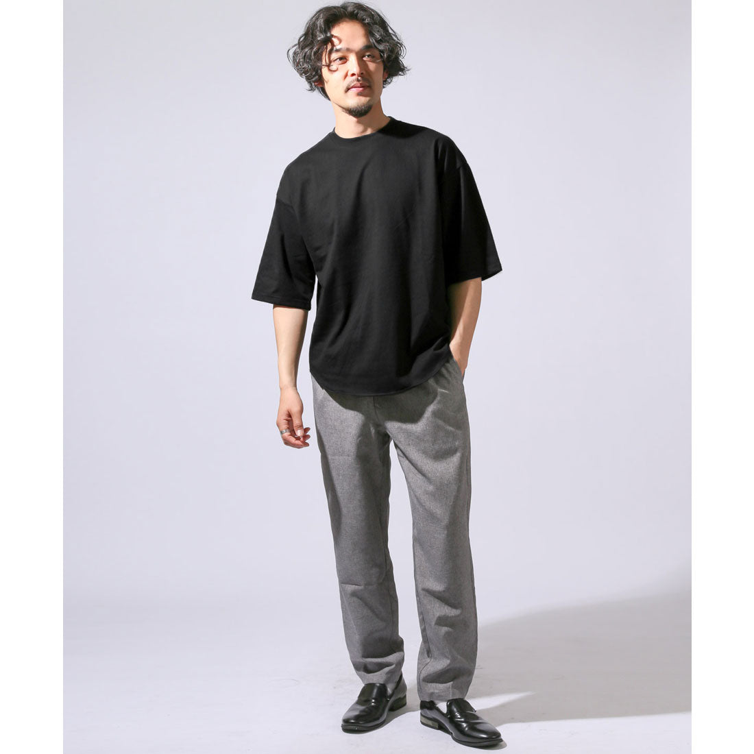 ラグスタイル LUXSTYLE ヘビーウェイト裾ラウンド無地半袖Tシャツ/無地 裾 ラウンドヘム クルーネック 丸首 ヘビーウェイト 重ね着 インナー カジュアル （ブルー） ブルー