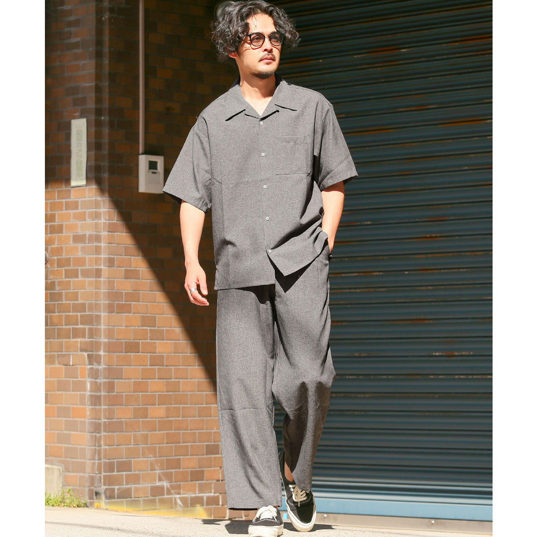 ラグスタイル LUXSTYLE イージーワイドパンツ/イージーパンツ スラックス ボトム ズボン メンズ 大きいサイズ セットアップ可能 ロング （グレー） グレー