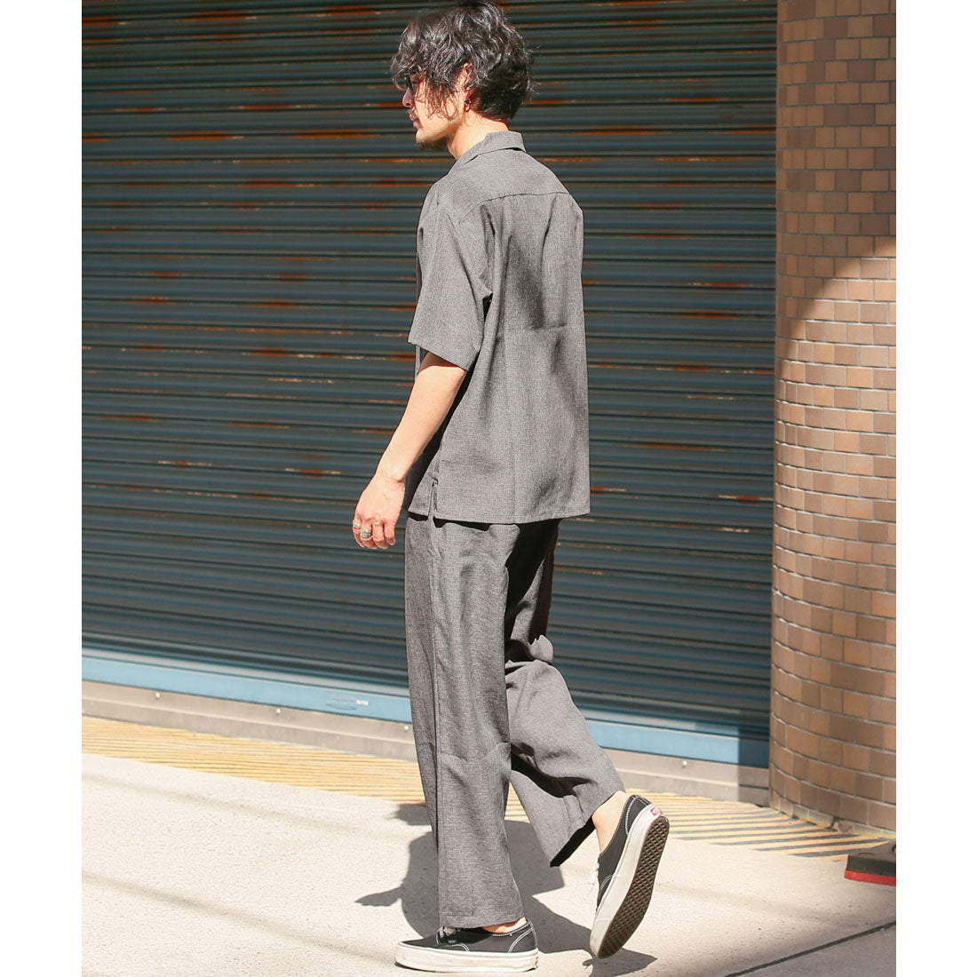 ラグスタイル LUXSTYLE イージーワイドパンツ/イージーパンツ スラックス ボトム ズボン メンズ 大きいサイズ セットアップ可能 ロング （グレー） グレー