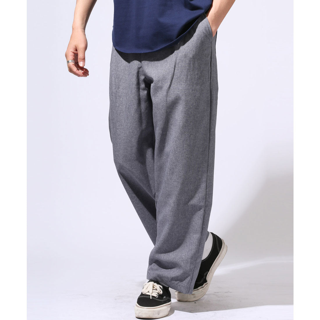 ラグスタイル LUXSTYLE イージーワイドパンツ/イージーパンツ スラックス ボトム ズボン メンズ 大きいサイズ セットアップ可能 ロング （グレー） グレー