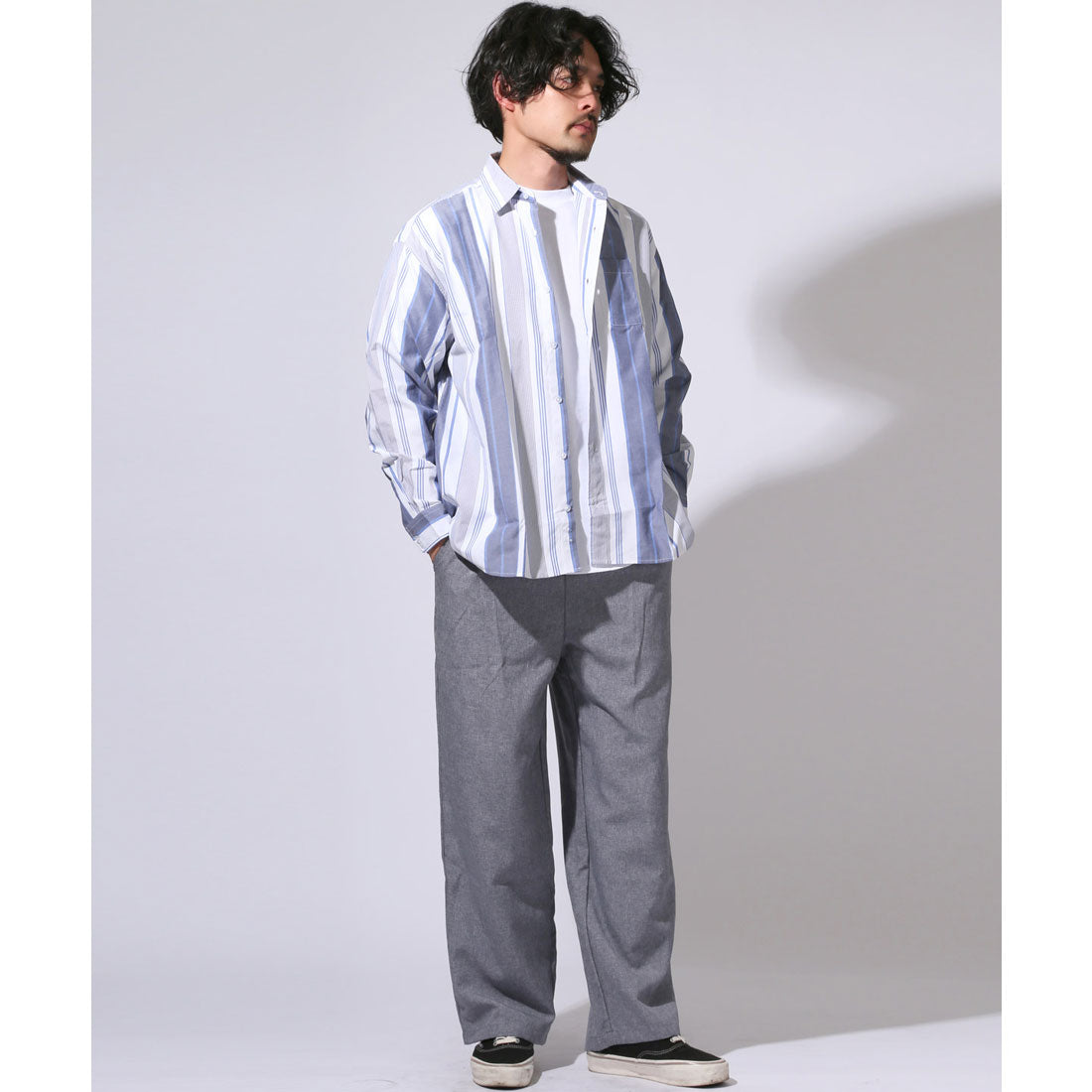 ラグスタイル LUXSTYLE イージーワイドパンツ/イージーパンツ スラックス ボトム ズボン メンズ 大きいサイズ セットアップ可能 ロング （グレー） グレー