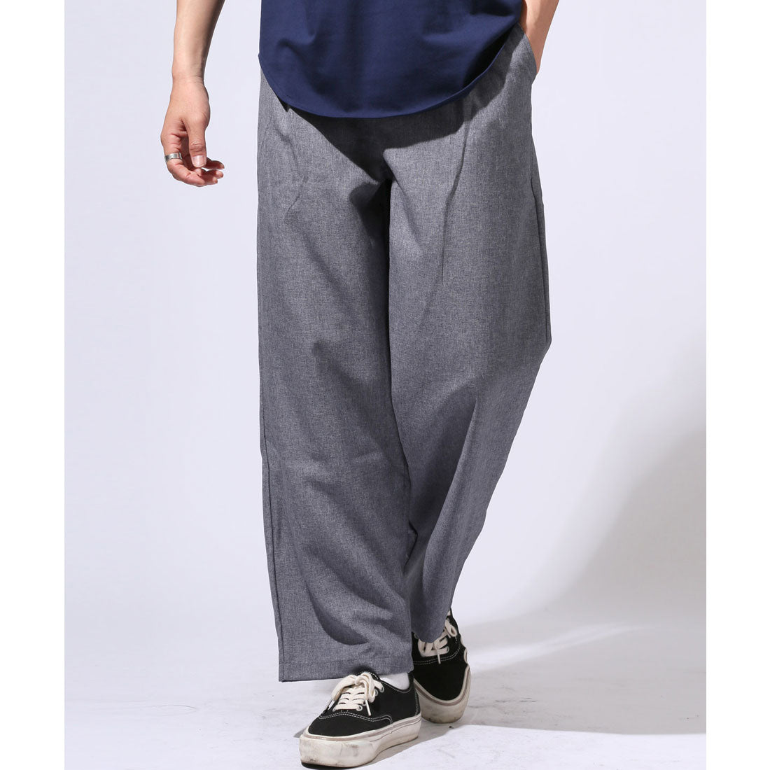 ラグスタイル LUXSTYLE イージーワイドパンツ/イージーパンツ スラックス ボトム ズボン メンズ 大きいサイズ セットアップ可能 ロング （ネイビー） ネイビー