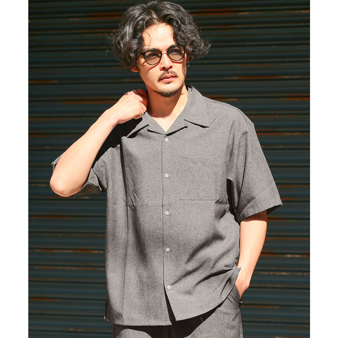 ラグスタイル LUXSTYLE 無地開襟半袖シャツ/オープンカラーシャツ メンズ シャツ 半袖 大きいサイズ オーバーサイズ 無地 セットアップ （ホワイト） ホワイト