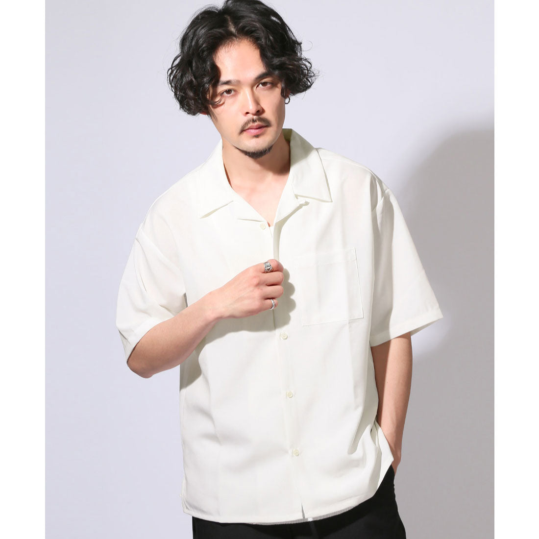 ラグスタイル LUXSTYLE 無地開襟半袖シャツ/オープンカラーシャツ メンズ シャツ 半袖 大きいサイズ オーバーサイズ 無地 セットアップ （ホワイト） ホワイト