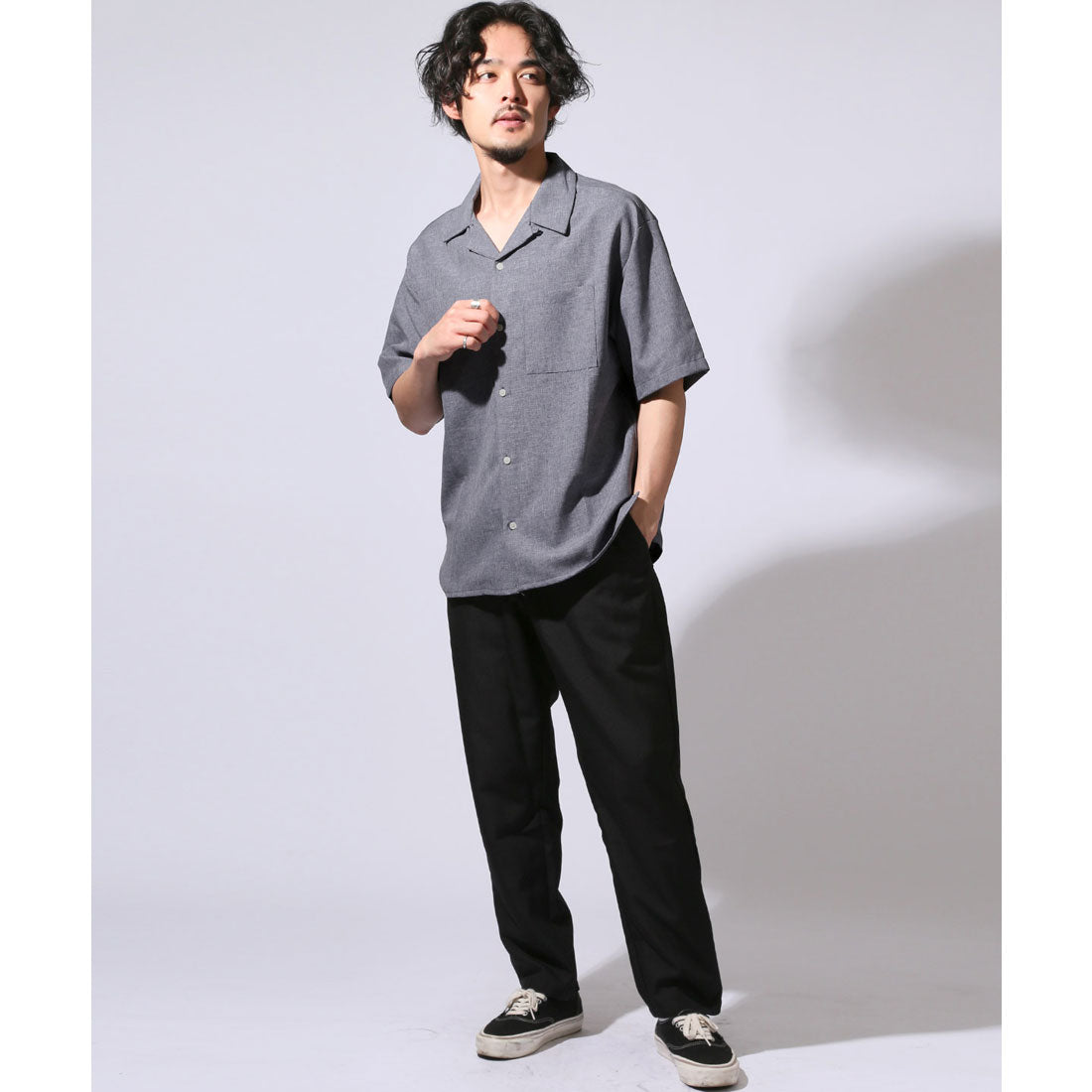 ラグスタイル LUXSTYLE 無地開襟半袖シャツ/オープンカラーシャツ メンズ シャツ 半袖 大きいサイズ オーバーサイズ 無地 セットアップ （ホワイト） ホワイト