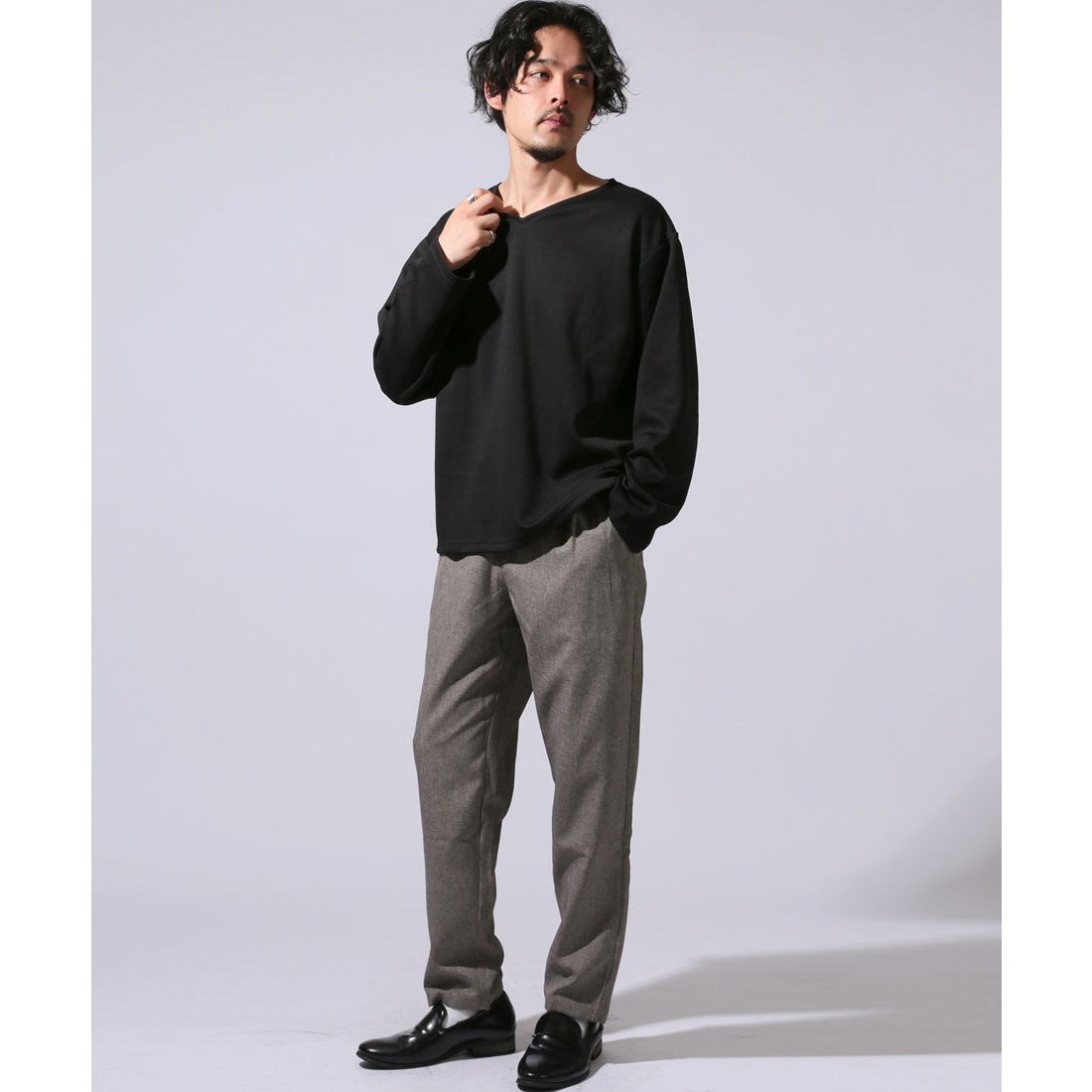 ラグスタイル LUXSTYLE イージーテーパードパンツ/スラックス メンズ カジュアルパンツ リラックスパンツ ゆったり 大きいサイズ セットアップ （ネイビー） ネイビー