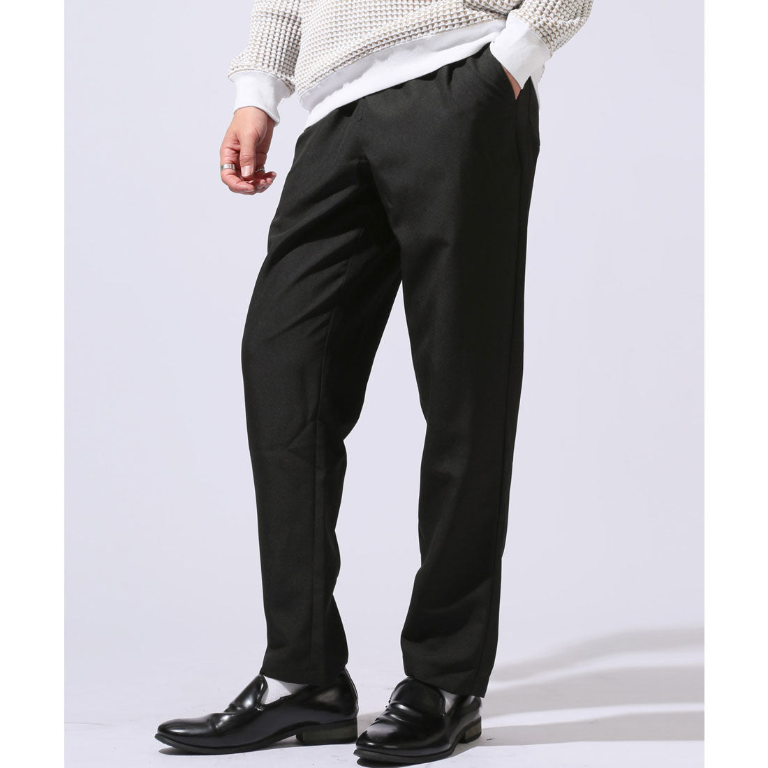 ラグスタイル LUXSTYLE イージーテーパードパンツ/スラックス メンズ カジュアルパンツ リラックスパンツ ゆったり 大きいサイズ セットアップ （ブラック） ブラック