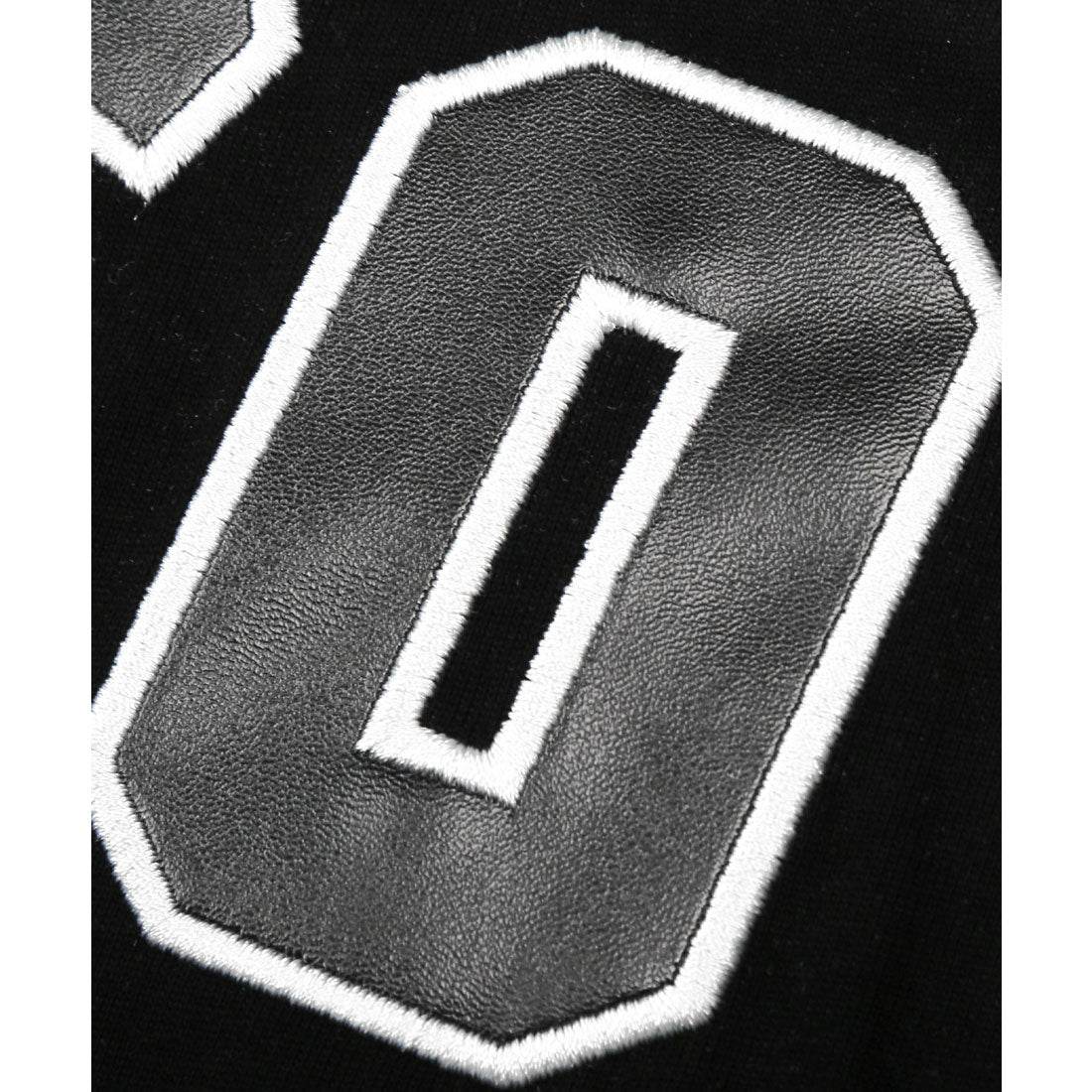 ラグスタイル LUXSTYLE RUMSODA(ラムソーダ)天竺合皮アップリケ半袖Tシャツ/トップス カットソー メンズ ブランド バックプリント PUレザー 刺繍 ワッペン （ブラック） ブラック