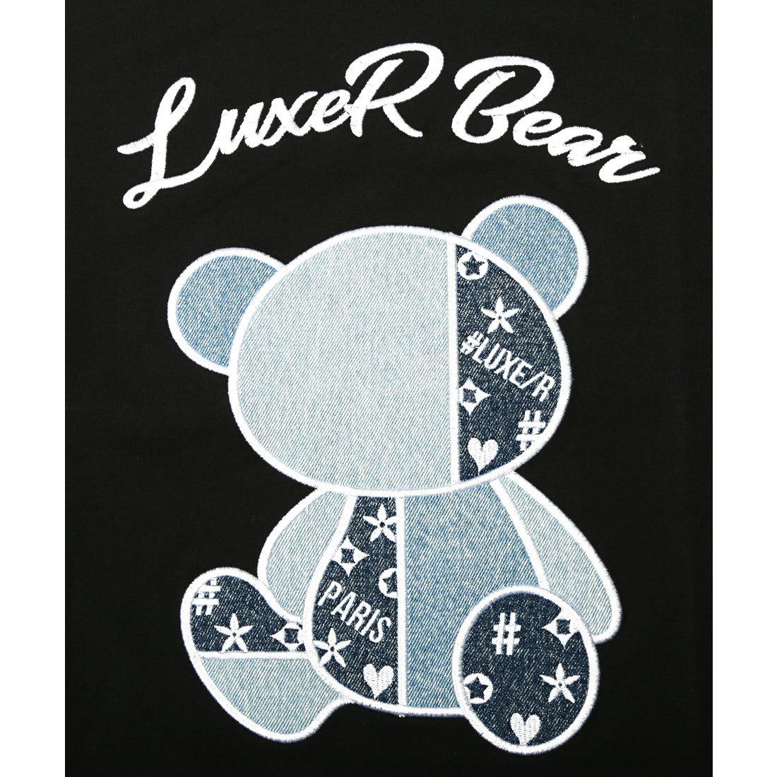 ラグスタイル LUXSTYLE LUXE/R(ラグジュ)デニムベア半袖Tシャツ/トップス カットソー メンズ ブランド 刺繍 ワッペン アップリケ デニム パッチワーク 切替 天竺 （ホワイト） ホワイト