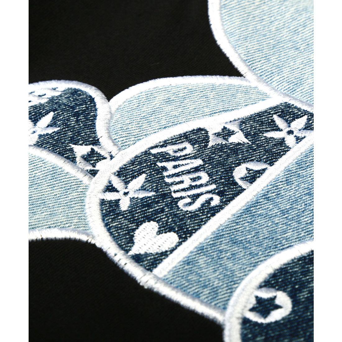 ラグスタイル LUXSTYLE LUXE/R(ラグジュ)デニムベア半袖Tシャツ/トップス カットソー メンズ ブランド 刺繍 ワッペン アップリケ デニム パッチワーク 切替 天竺 （ホワイト） ホワイト