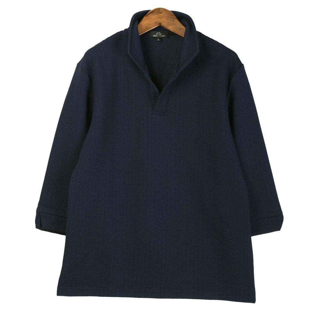 ラグスタイル LUXSTYLE ふくれワッフル柄イタリアンカラー7分袖ポロシャツ/七分 イタリアンカラー 立ち襟 スタンドカラー ワイヤーカラー スキッパー ワッフル ハニカム （ホワイト） ホワイト