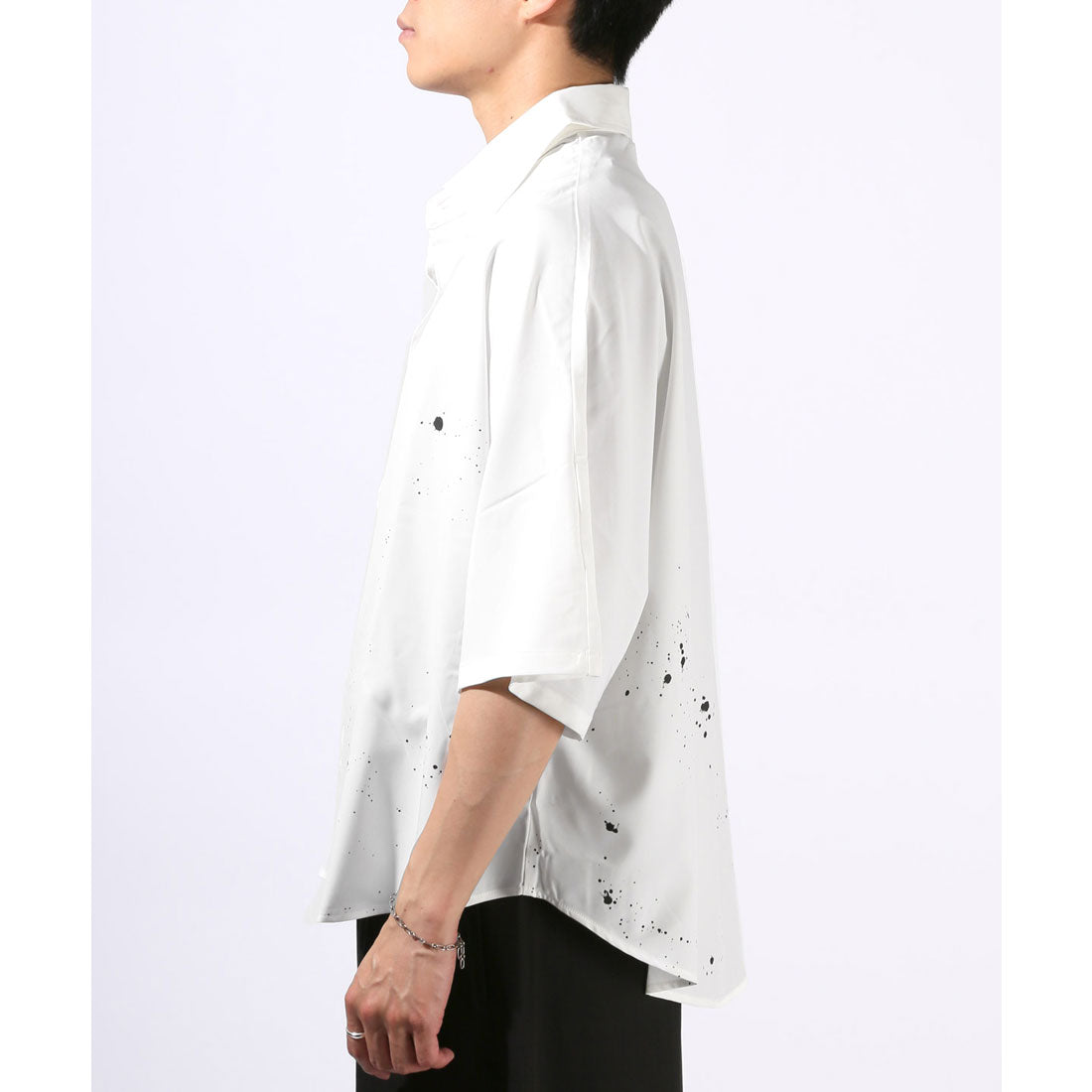 ラグスタイル LUXSTYLE ペイントプリントドルマンスリーブ半袖シャツ/半袖 メンズ レディース 半袖シャツ ドルマンスリーブ ブラウス オーバーサイズ ビッグシルエット （ブラック） ブラック