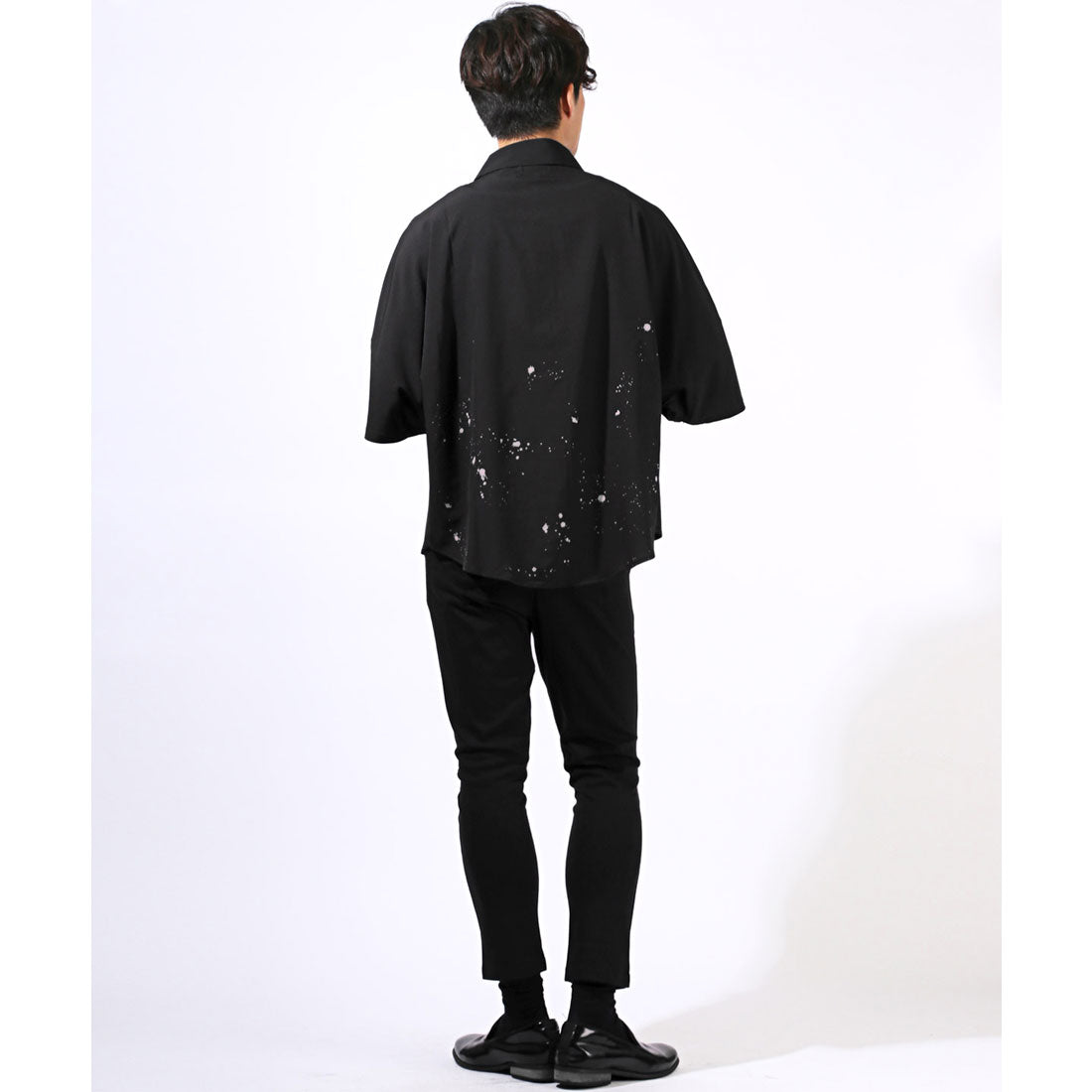 ラグスタイル LUXSTYLE ペイントプリントドルマンスリーブ半袖シャツ/半袖 メンズ レディース 半袖シャツ ドルマンスリーブ ブラウス オーバーサイズ ビッグシルエット （ブラック） ブラック